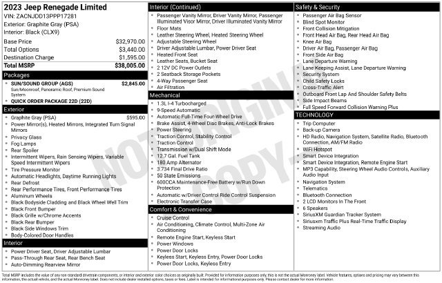 Used 2023 Jeep Renegade Limited w/ Sun/Sound Group AWD/4WD image 44