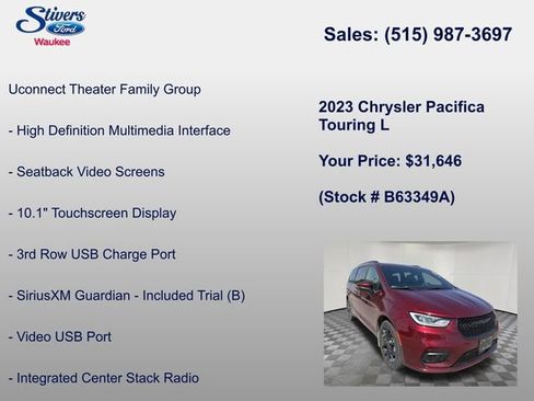 Used 2023 Chrysler Pacifica Touring-L w/ Uconnect Theater Family Group AWD/4WD image 32