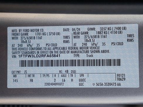 Used 2024 Ford F150 XLT w/ Equipment Group 302A MID AWD/4WD image 78