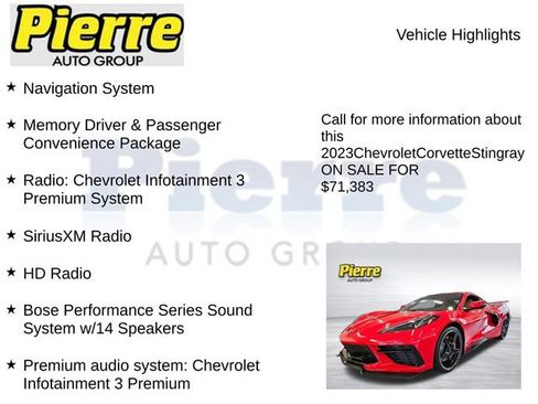 Used 2023 Chevrolet Corvette Stingray Preferred Cpe w/ Z51 Performance Package RWD image 7