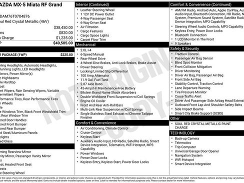 New 2026 MAZDA MX-5 Miata RF Grand Touring w/ Weather Package RWD image 3