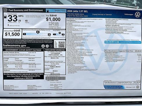 New 2026 Volkswagen Jetta SEL image 19