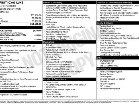Used 2023 INFINITI QX60 Luxe w/ Vision Package AWD/4WD image 3