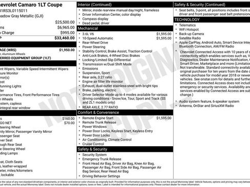 Used 2020 Chevrolet Camaro LT w/ RS Package RWD image 7