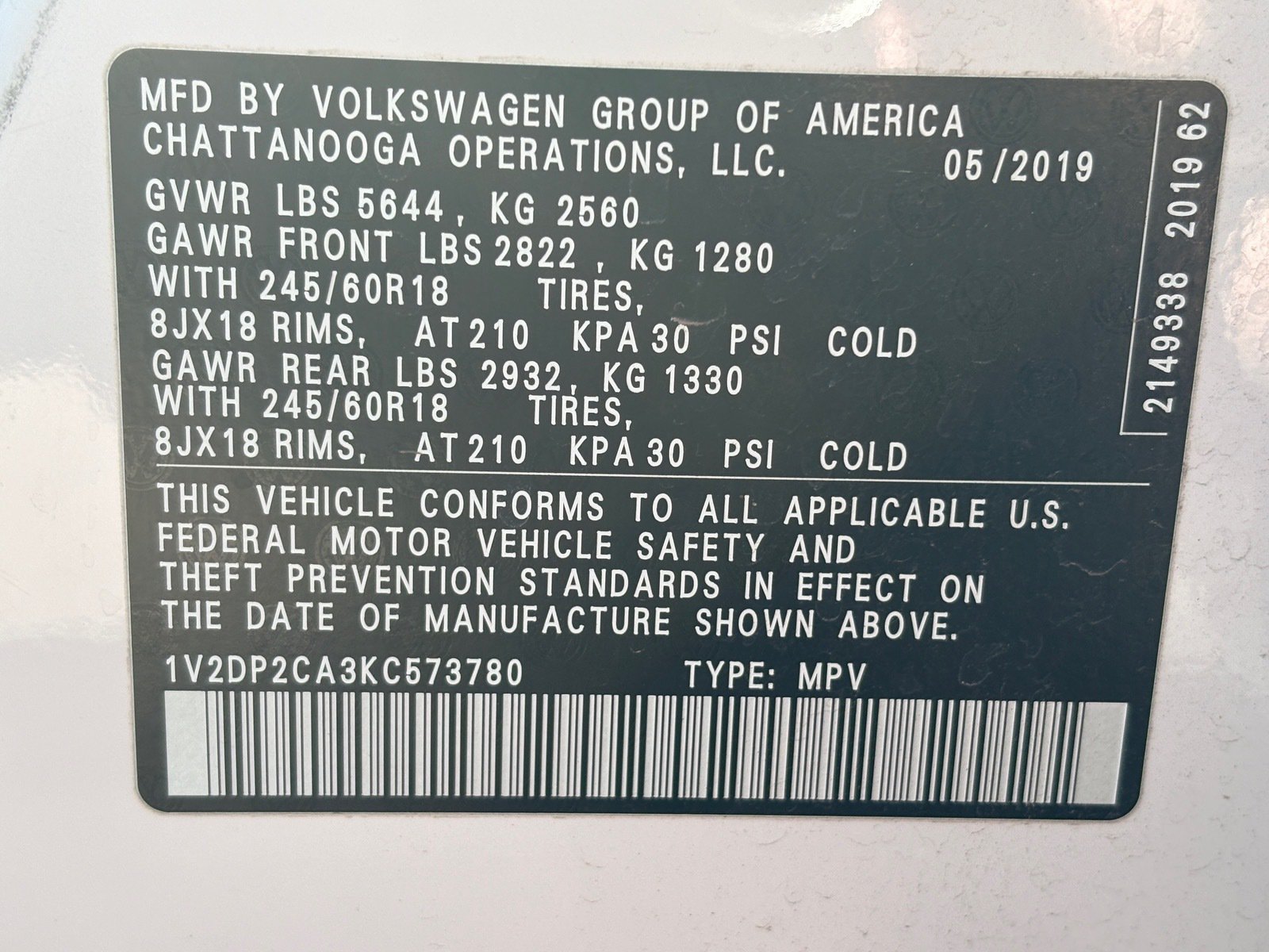 Used 2019 Volkswagen Atlas SE FWD image 8