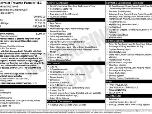 Used 2023 Chevrolet Traverse Premier w/ Redline Edition AWD/4WD image 2