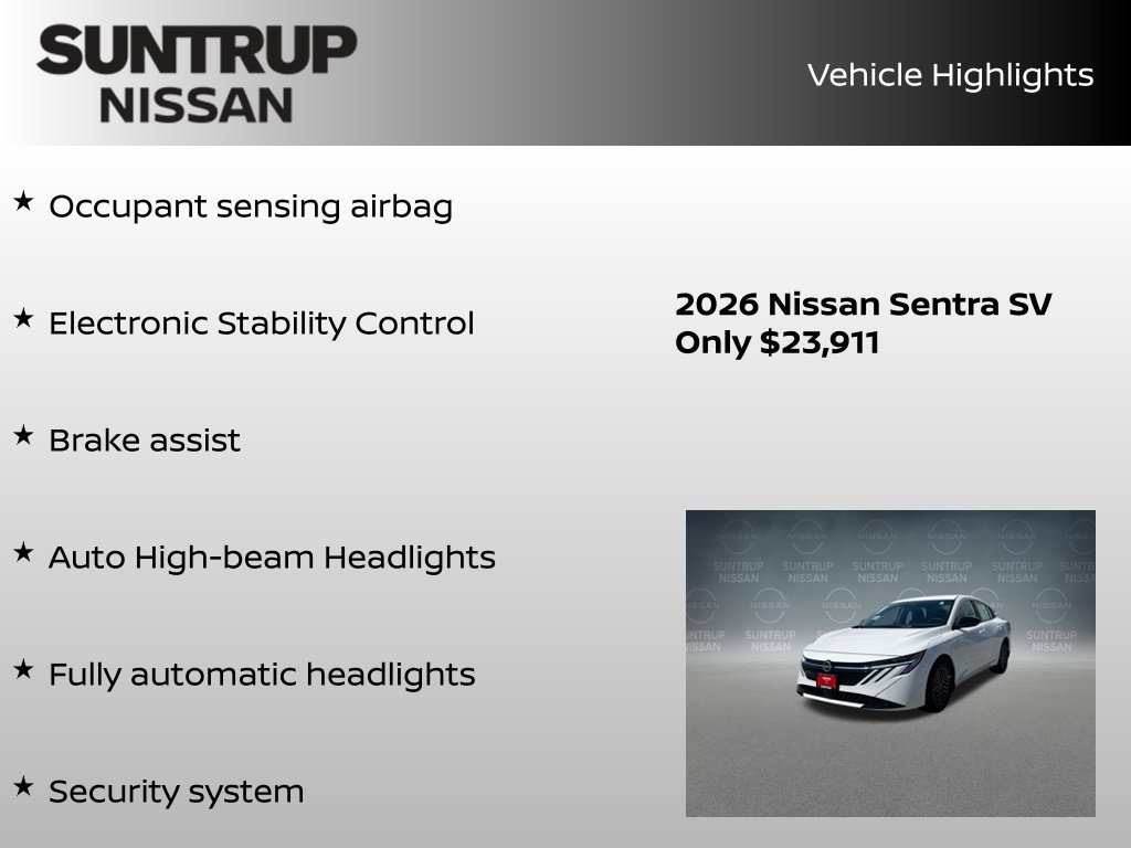 Certified 2026 Nissan Sentra SV w/ SV Convenience Package FWD image 27