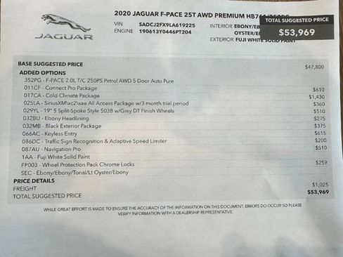 Used 2020 Jaguar F-PACE Premium AWD/4WD image 2