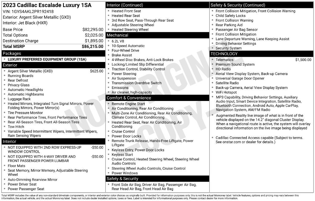 Used 2023 Cadillac Escalade Luxury AWD/4WD image 4