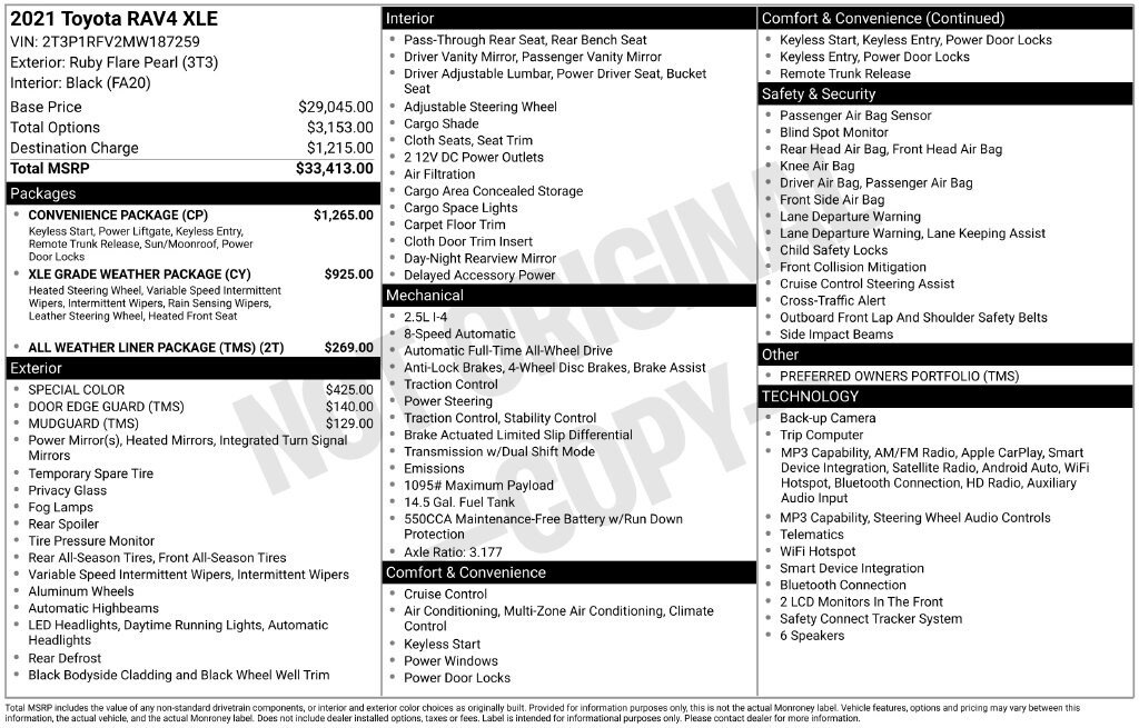 Certified 2021 Toyota RAV4 XLE w/ Convenience Package AWD/4WD image 23