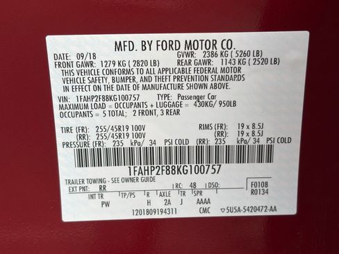 Used 2019 Ford Taurus Limited FWD image 9