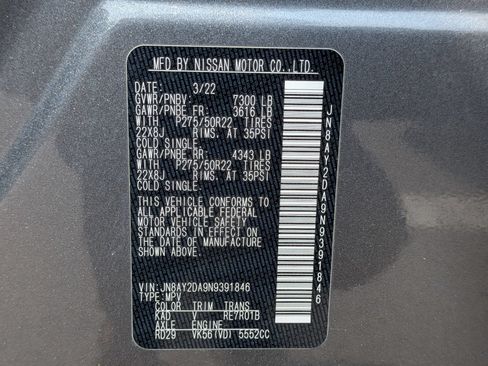 Used 2022 Nissan Armada Platinum w/ Captain's Chairs Package RWD image 46