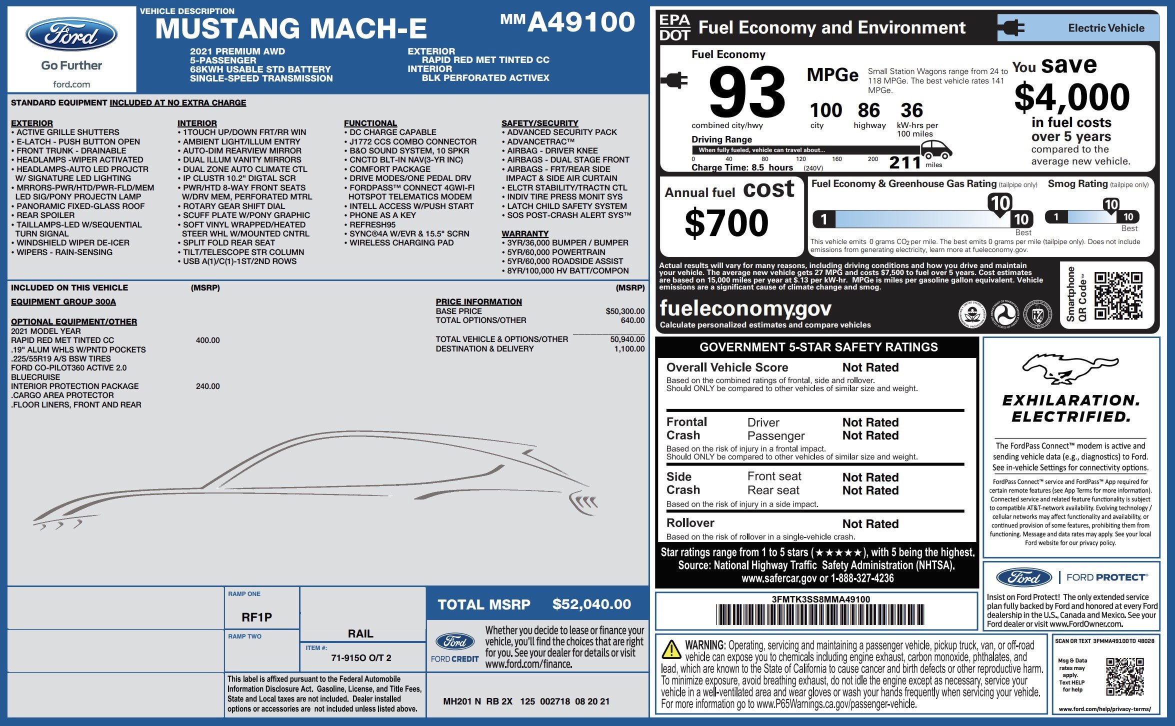 Used 2021 Ford Mustang Mach-E Premium AWD/4WD image 2
