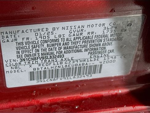 Used 2025 Nissan Versa SR w/ Trunk Package FWD image 12