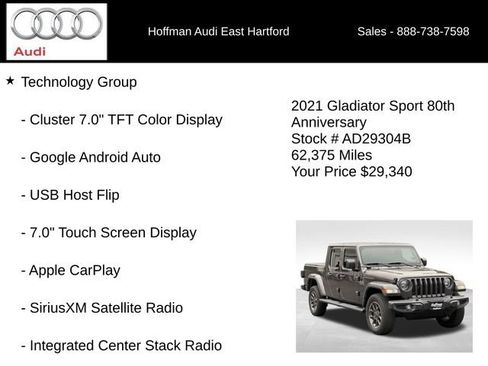Used 2021 Jeep Gladiator Sport w/ Quick Order Package 24Q 80Th AWD/4WD image 30