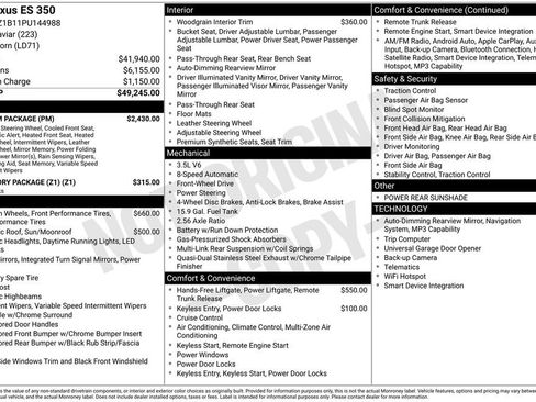 Used 2023 Lexus ES 350 w/ Premium Package FWD image 2