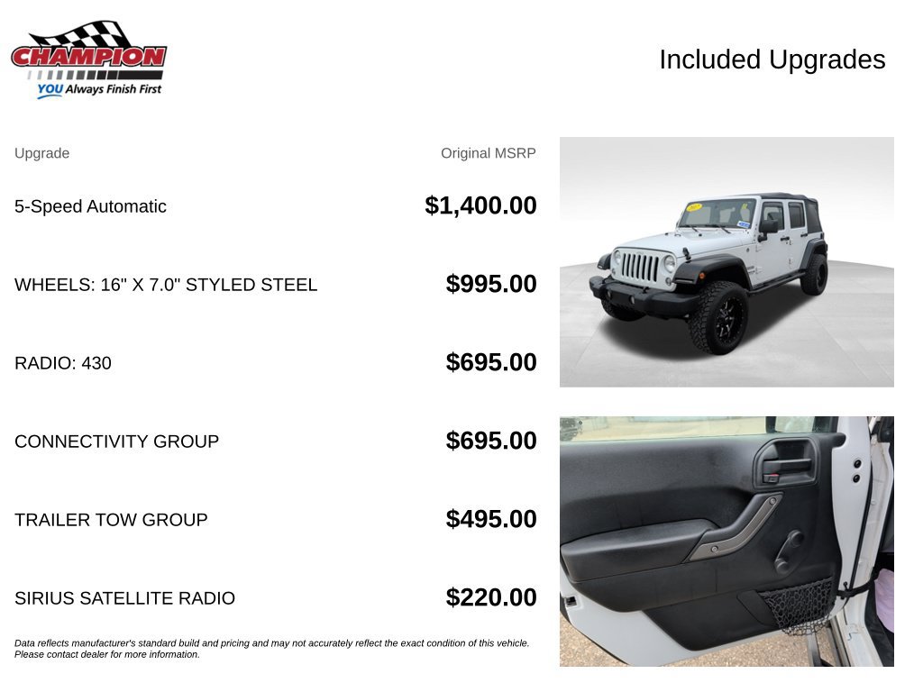 Used 2017 Jeep Wrangler Unlimited Sport w/ Connectivity Group AWD/4WD image 4