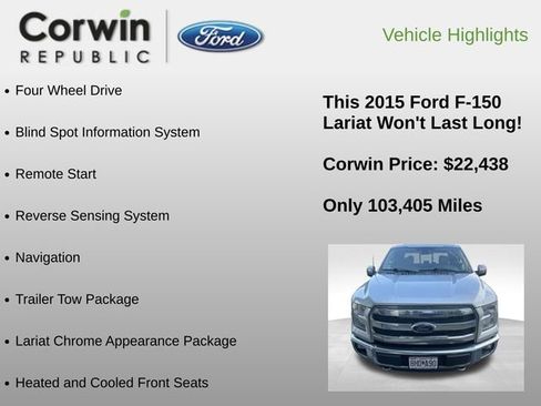 Used 2015 Ford F150 Lariat w/ Equipment Group 502A Luxury image 6