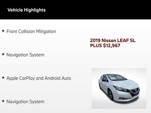 Used 2019 Nissan Leaf SL Plus FWD image 4