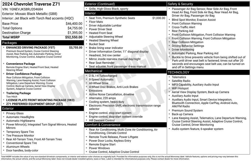 Certified 2024 Chevrolet Traverse Z71 w/ Enhanced Driving Package AWD/4WD image 40