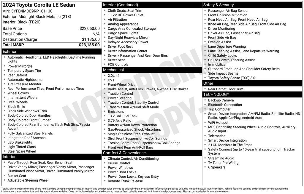 Certified 2024 Toyota Corolla LE FWD image 3