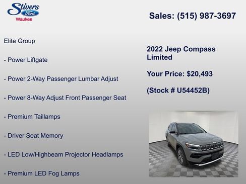Used 2022 Jeep Compass Limited w/ Elite Group image 14