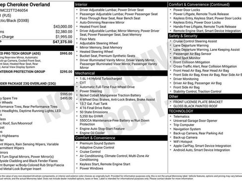 New 2026 Jeep Cherokee Overland w/ Advanced Pro Tech Group AWD/4WD image 29