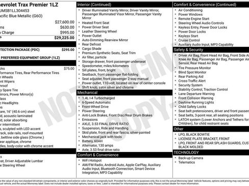 Used 2020 Chevrolet Trax Premier w/ LPO, Protection Package FWD image 4