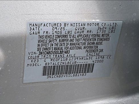 New 2025 Nissan Versa S w/ Trunk Package image 8