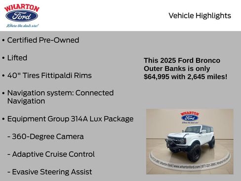Used 2025 Ford Bronco Outer Banks AWD/4WD image 6
