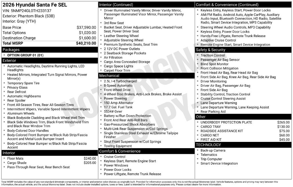 Certified 2026 Hyundai Santa Fe SEL FWD image 33