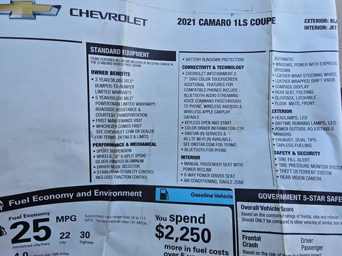 Used 2021 Chevrolet Camaro LS RWD image 38