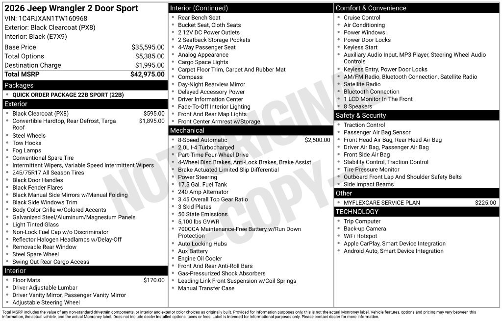 New 2026 Jeep Wrangler Sport AWD/4WD image 9