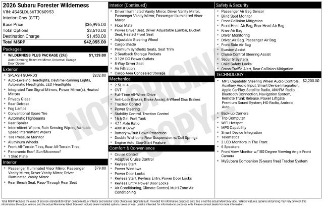 Certified 2026 Subaru Forester Wilderness w/ Wilderness Plus Package AWD/4WD image 7