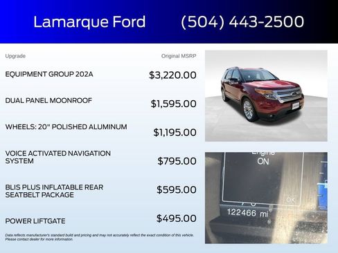 Used 2015 Ford Explorer XLT w/ Equipment Group 202A FWD image 2