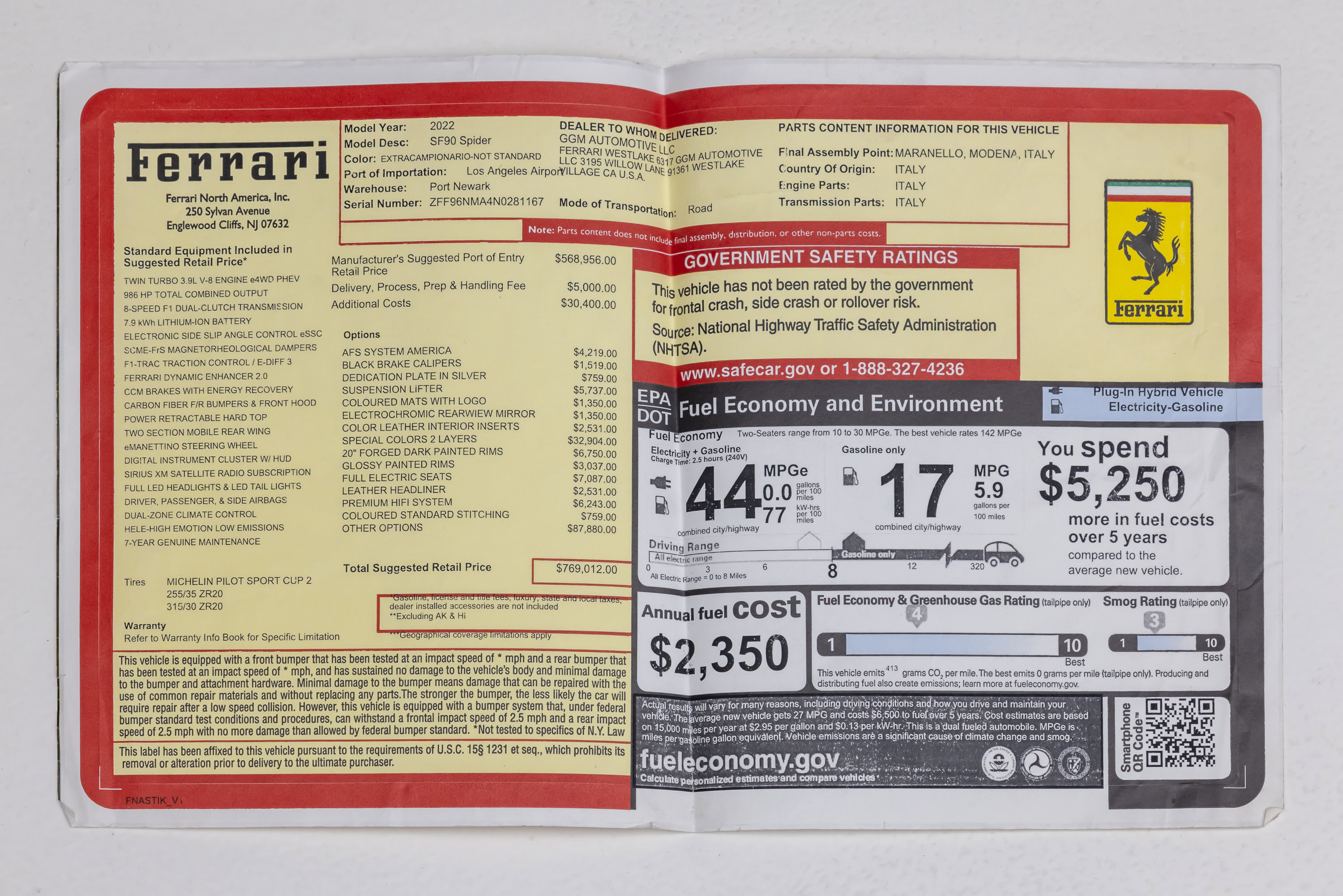 Certified 2022 Ferrari SF90 Spider AWD/4WD image 79