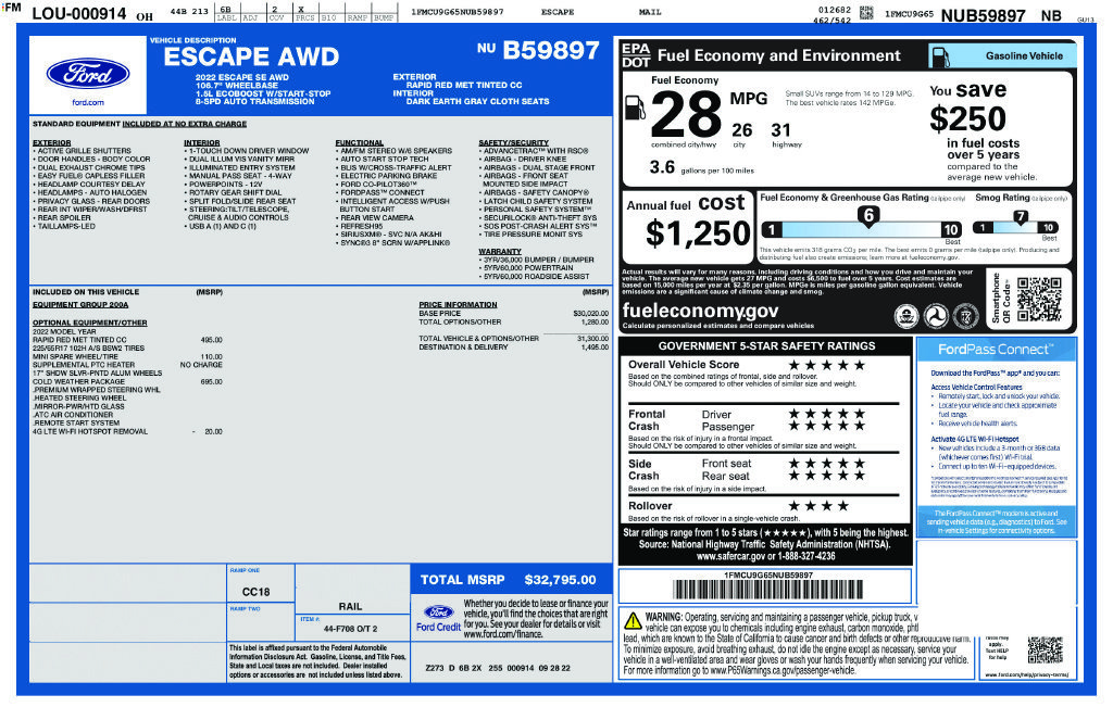 Used 2022 Ford Escape SE w/ Cold Weather Package AWD/4WD image 47