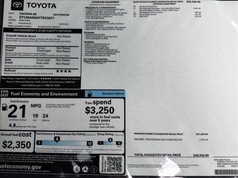 New 2026 Toyota Tacoma SR w/ SR Upgrade Package AWD/4WD image 22