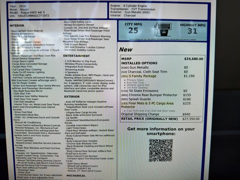 Used 2016 Nissan Rogue S w/ S Family Package AWD/4WD image 26