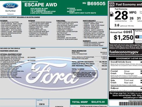 Used 2022 Ford Escape SE w/ Convenience Package AWD/4WD image 2