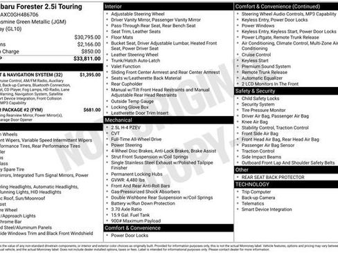 Used 2016 Subaru Forester 2.5i Touring w/ Eyesight & Navigation System image 35