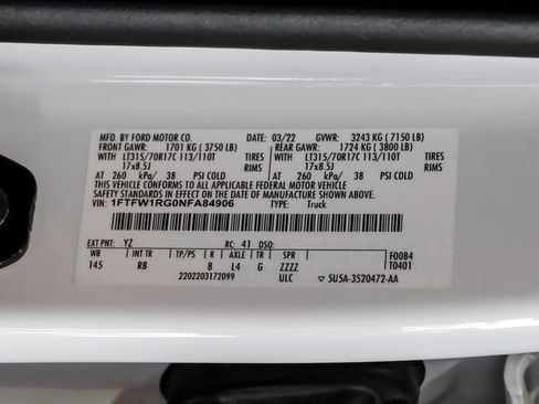 Used 2022 Ford F150 Raptor w/ Equipment Group 801A High AWD/4WD image 57
