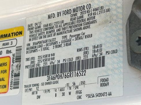 Used 2016 Ford Fusion SE w/ Equipment Group 201A FWD image 14
