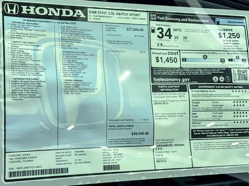 New 2026 Honda Civic Sport image 31