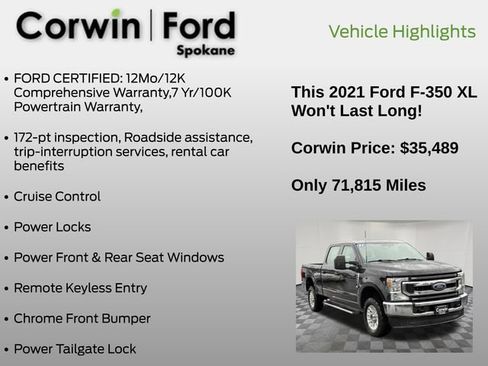 Certified 2021 Ford F350 XL w/ STX Appearance Package AWD/4WD image 19