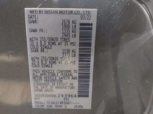Used 2022 Nissan Pathfinder Platinum w/ Cargo Package FWD image 33