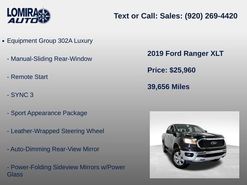 Used 2019 Ford Ranger XLT w/ Equipment Group 302A Luxury AWD/4WD image 8