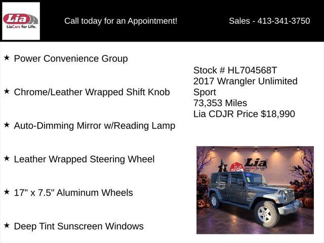 Certified 2017 Jeep Wrangler Unlimited Sport w/ Quick Order Package 24S AWD/4WD image 16