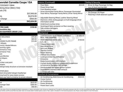 Used 1998 Chevrolet Corvette Coupe w/ Memory Pkg RWD image 3