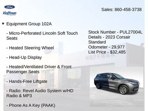 Certified 2023 Lincoln Corsair AWD w/ Equipment Group 102A image 10